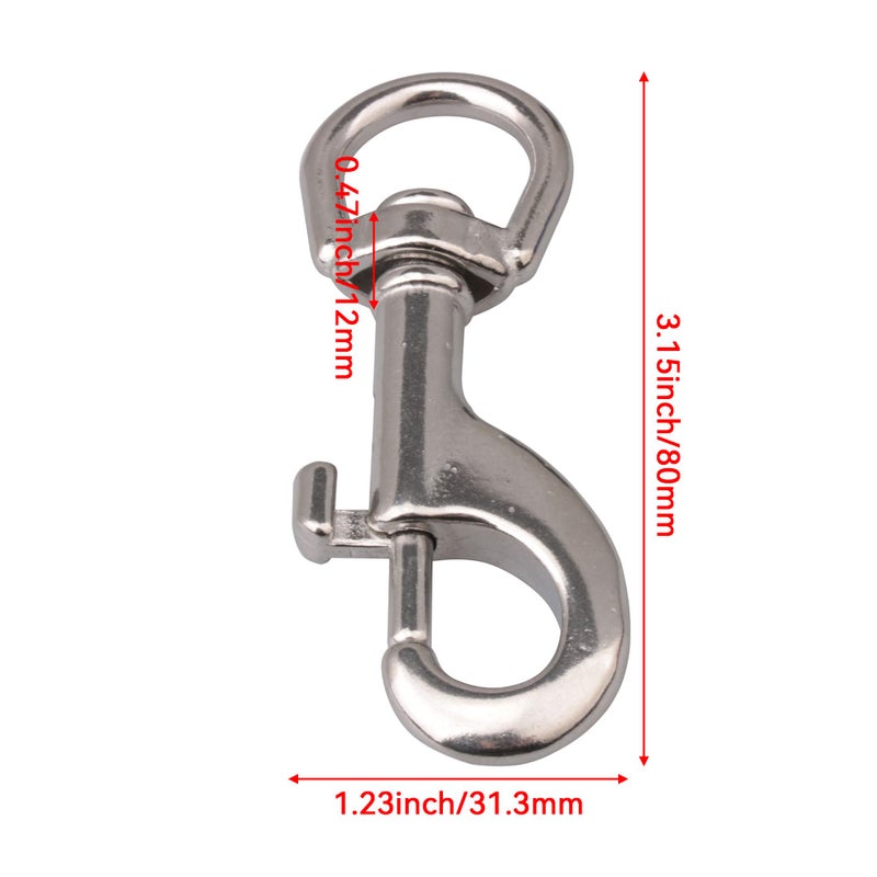 CNBTR Round Eye Swivel Bolt Snap Hooks Key Chain Clip Stainless Steel 80mm Length Pack of 10 - Image 4